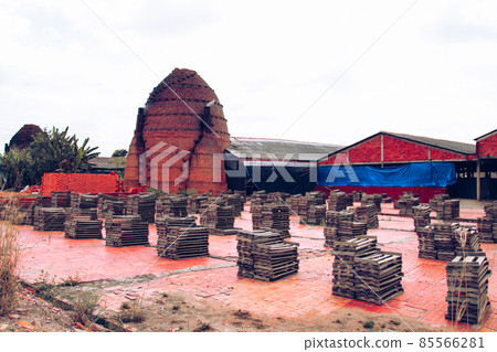 The famous centenarian traditional kilns for manufacturing handmade bricks in Vinh Long Province of Mekong Delta, Vietnam The famous centenarian traditional kilns for manufacturing handmade bricks in Vinh Long Province of Mekong Delta, Vietnam 85566281