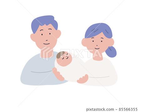Hand-drawn style warm couple and baby illustration Hand-drawn style warm couple and baby illustration 85566355