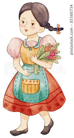 European folk farm character watercolor clipart png 85566734