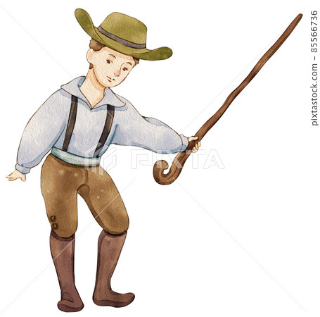 European folk farm character watercolor clipart png 85566736