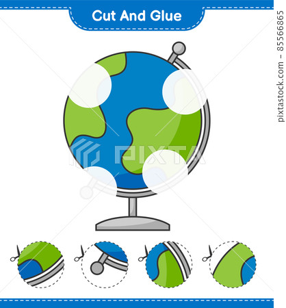 Cut and glue, cut parts of Globe and glue them. Educational children game, printable worksheet, vector illustration Cut and glue, cut parts of Globe and glue them. Educational children game, printable worksheet, vector illustration 85566865