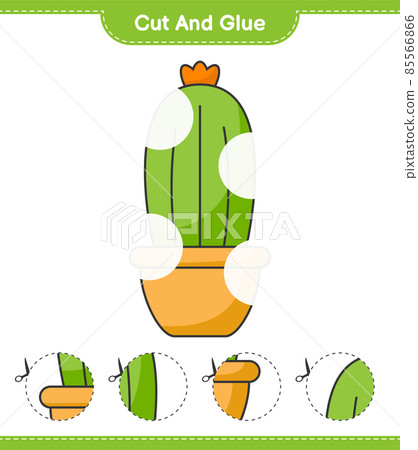 Cut and glue, cut parts of Cactus and glue them. Educational children game, printable worksheet, vector illustration Cut and glue, cut parts of Cactus and glue them. Educational children game, printable worksheet, vector illustration 85566866