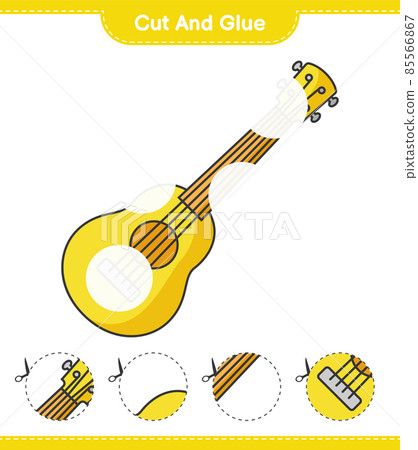 Cut and glue, cut parts of Ukulele and glue them. Educational children game, printable worksheet, vector illustration Cut and glue, cut parts of Ukulele and glue them. Educational children game, printable worksheet, vector illustration 85566867