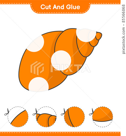 Cut and glue, cut parts of Sea Shells and glue them. Educational children game, printable worksheet, vector illustration Cut and glue, cut parts of Sea Shells and glue them. Educational children game, printable worksheet, vector illustration 85566868