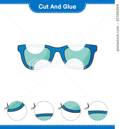 Cut and glue, cut parts of Sunglasses and glue them. Educational children game, printable worksheet, vector illustration Cut and glue, cut parts of Sunglasses and glue them. Educational children game, printable worksheet, vector illustration 85566869