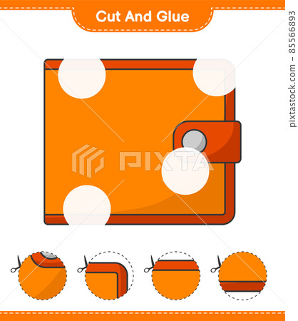 Cut and glue, cut parts of Wallet and glue them. Educational children game, printable worksheet, vector illustration Cut and glue, cut parts of Wallet and glue them. Educational children game, printable worksheet, vector illustration 85566893