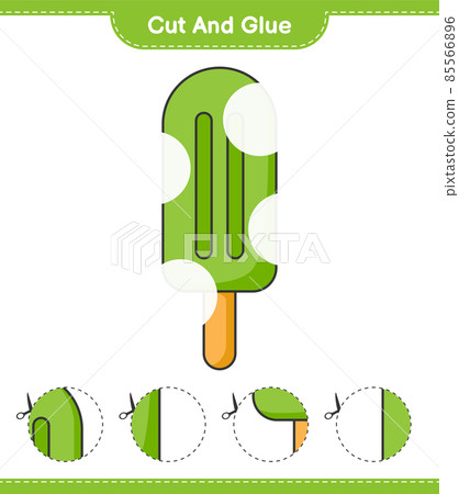 Cut and glue, cut parts of Ice Cream and glue them. Educational children game, printable worksheet, vector illustration 85566896