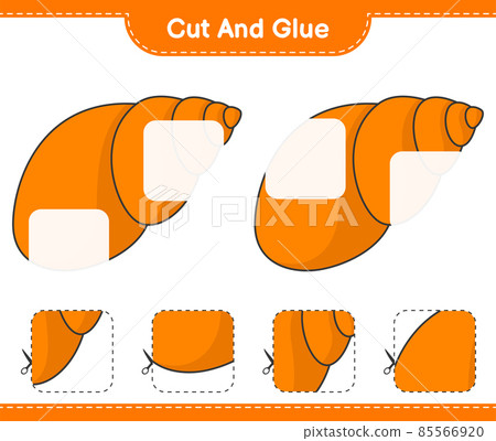 Cut and glue, cut parts of Sea Shells and glue them. Educational children game, printable worksheet, vector illustration 85566920