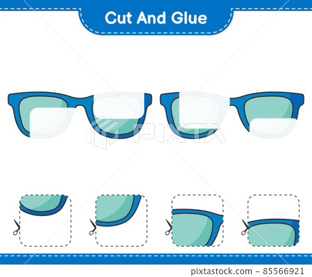 Cut and glue, cut parts of Sunglasses and glue them. Educational children game, printable worksheet, vector illustration Cut and glue, cut parts of Sunglasses and glue them. Educational children game, printable worksheet, vector illustration 85566921