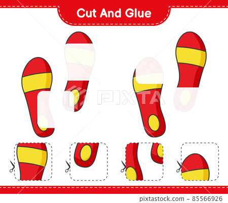 Cut and glue, cut parts of Flip Flop and glue them. Educational children game, printable worksheet, vector illustration 85566926
