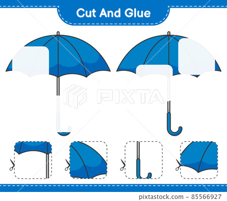 Cut and glue, cut parts of Umbrella and glue them. Educational children game, printable worksheet, vector illustration Cut and glue, cut parts of Umbrella and glue them. Educational children game, printable worksheet, vector illustration 85566927