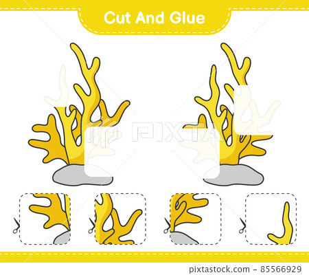 Cut and glue, cut parts of Coral and glue them. Educational children game, printable worksheet, vector illustration 85566929