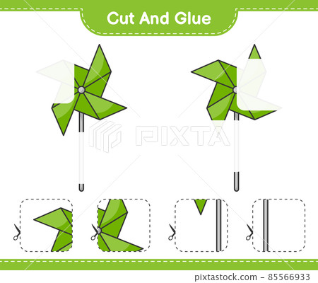 Cut and glue, cut parts of Pinwheels and glue them. Educational children game, printable worksheet, vector illustration Cut and glue, cut parts of Pinwheels and glue them. Educational children game, printable worksheet, vector illustration 85566933