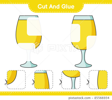 Cut and glue, cut parts of Cocktail and glue them. Educational children game, printable worksheet, vector illustration Cut and glue, cut parts of Cocktail and glue them. Educational children game, printable worksheet, vector illustration 85566934