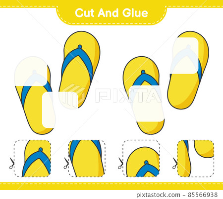 Cut and glue, cut parts of Flip Flop and glue them. Educational children game, printable worksheet, vector illustration Cut and glue, cut parts of Flip Flop and glue them. Educational children game, printable worksheet, vector illustration 85566938