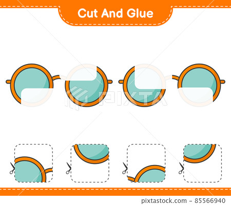 Cut and glue, cut parts of Sunglasses and glue them. Educational children game, printable worksheet, vector illustration Cut and glue, cut parts of Sunglasses and glue them. Educational children game, printable worksheet, vector illustration 85566940