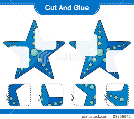 Cut and glue, cut parts of Starfish and glue them. Educational children game, printable worksheet, vector illustration Cut and glue, cut parts of Starfish and glue them. Educational children game, printable worksheet, vector illustration 85566942