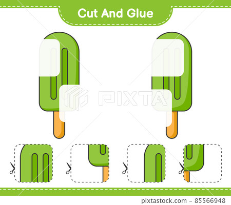 Cut and glue, cut parts of Ice Cream and glue them. Educational children game, printable worksheet, vector illustration Cut and glue, cut parts of Ice Cream and glue them. Educational children game, printable worksheet, vector illustration 85566948