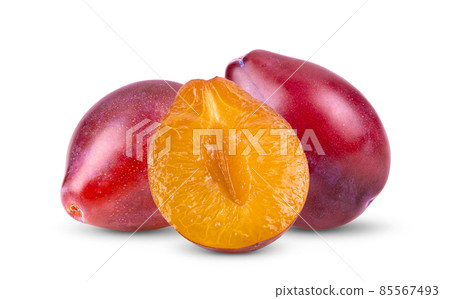 Plums plum prunes  fruit isolated on a white 85567493