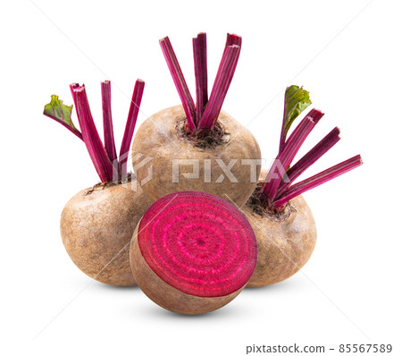 Beetroot with leaves on white background Beetroot with leaves on white background 85567589
