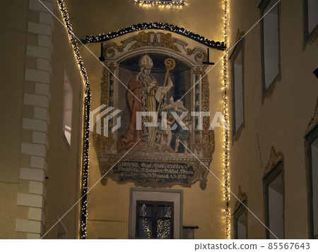 brunico village at night in december xmas lights 85567643