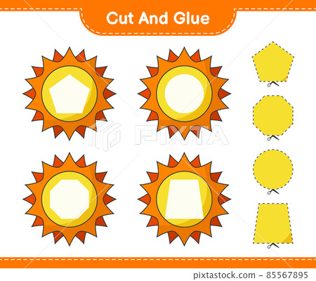 Cut and glue, cut parts of Sun and glue them. Educational children game, printable worksheet, vector illustration 85567895