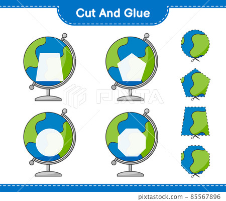 Cut and glue, cut parts of Globe and glue them. Educational children game, printable worksheet, vector illustration Cut and glue, cut parts of Globe and glue them. Educational children game, printable worksheet, vector illustration 85567896