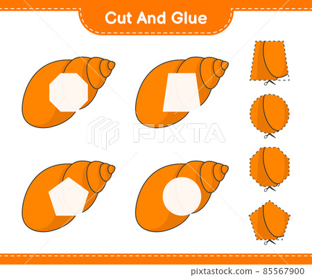 Cut and glue, cut parts of Sea Shells and glue them. Educational children game, printable worksheet, vector illustration 85567900