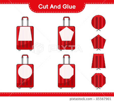 Cut and glue, cut parts of Travel Bag and glue them. Educational children game, printable worksheet, vector illustration 85567901