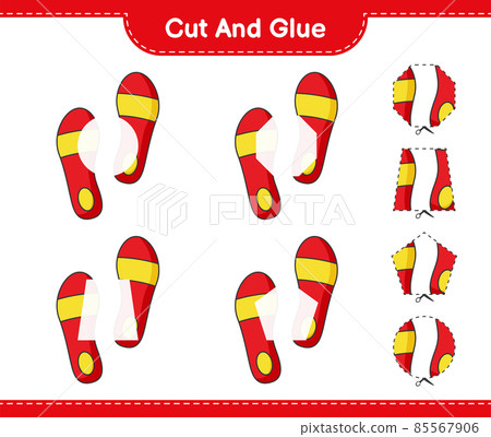 Cut and glue, cut parts of Flip Flop and glue them. Educational children game, printable worksheet, vector illustration Cut and glue, cut parts of Flip Flop and glue them. Educational children game, printable worksheet, vector illustration 85567906