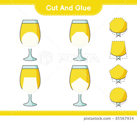Cut and glue, cut parts of Cocktail and glue them. Educational children game, printable worksheet, vector illustration 85567914