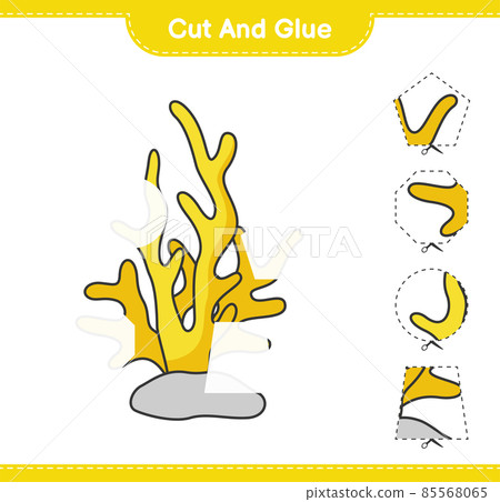 Cut and glue, cut parts of Coral and glue them. Educational children game, printable worksheet, vector illustration 85568065