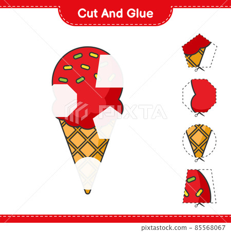 Cut and glue, cut parts of Ice Cream and glue them. Educational children game, printable worksheet, vector illustration 85568067
