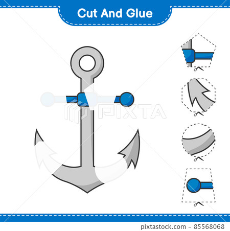 Cut and glue, cut parts of Anchor and glue them. Educational children game, printable worksheet, vector illustration 85568068
