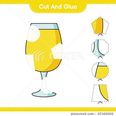 Cut and glue, cut parts of Cocktail and glue them. Educational children game, printable worksheet, vector illustration Cut and glue, cut parts of Cocktail and glue them. Educational children game, printable worksheet, vector illustration 85568069