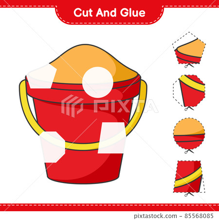 Cut and glue, cut parts of Sand Bucket and glue them. Educational children game, printable worksheet, vector illustration Cut and glue, cut parts of Sand Bucket and glue them. Educational children game, printable worksheet, vector illustration 85568085