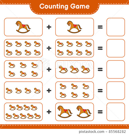 Count and match, count the number of Rocking Horse and match with the right numbers. Educational children game, printable worksheet, vector illustration Count and match, count the number of Rocking Horse and match with the right numbers. Educational children game, printable worksheet, vector illustration 85568282