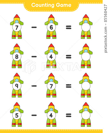 Count and match, count the number of Rocket and match with the right numbers. Educational children game, printable worksheet, vector illustration Count and match, count the number of Rocket and match with the right numbers. Educational children game, printable worksheet, vector illustration 85568427