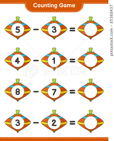 Count and match, count the number of Whirligig Toy and match with the right numbers. Educational children game, printable worksheet, vector illustration 85568437