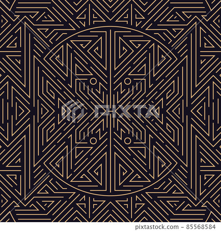 Vector art deco gold black seamless pattern. Geometric line vintage motif. Elegant luxury design for wallpaper print, packaging, wrapping paper, package, wedding gift 85568584