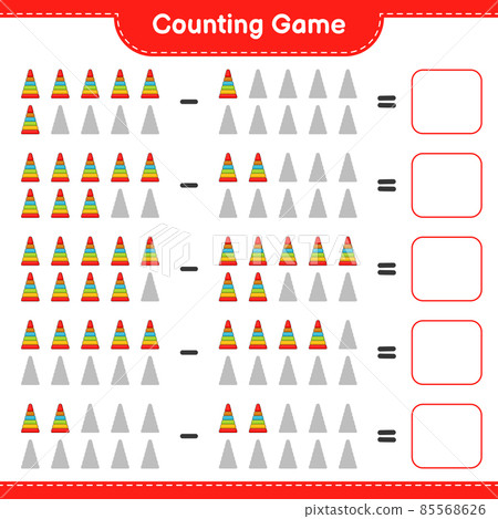 Count and match, count the number of Pyramid Toy and match with the right numbers. Educational children game, printable worksheet, vector illustration Count and match, count the number of Pyramid Toy and match with the right numbers. Educational children game, printable worksheet, vector illustration 85568626