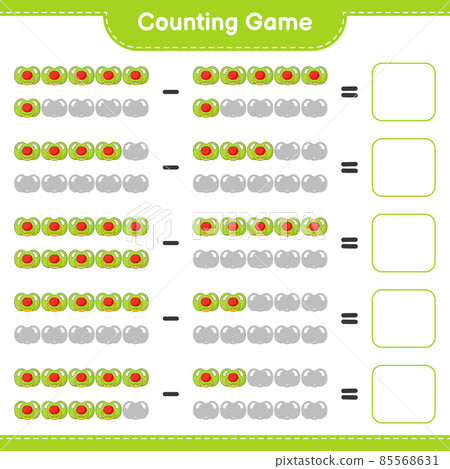 Count and match, count the number of Pacifier and match with the right numbers. Educational children game, printable worksheet, vector illustration Count and match, count the number of Pacifier and match with the right numbers. Educational children game, printable worksheet, vector illustration 85568631