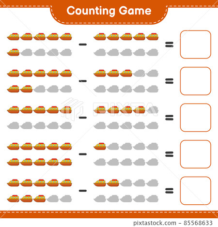 Count and match, count the number of Boat and match with the right numbers. Educational children game, printable worksheet, vector illustration Count and match, count the number of Boat and match with the right numbers. Educational children game, printable worksheet, vector illustration 85568633