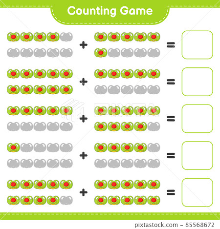 Count and match, count the number of Pacifier and match with the right numbers. Educational children game, printable worksheet, vector illustration 85568672