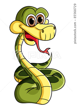 The snake is sticking its tongue out while smiling 85568729