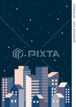 Background material_Simple building street_Night 85569022