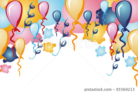festival with balloons, streamer. birthday carnival, Christmas party, New Year decoration with transparent balloon. festival with balloons, streamer. birthday carnival, Christmas party, New Year decoration with transparent balloon. 85569213