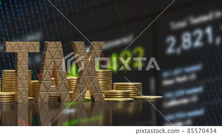 The tax and gold coins on business background 3d rendering The tax and gold coins on business background 3d rendering 85570434