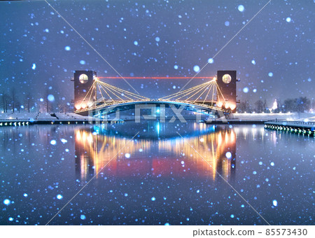 富山市關水公園的雪景燈飾 85573430