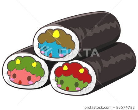 Demon Ehomaki 3 layers / Setsubun material icon / Vector image 85574788